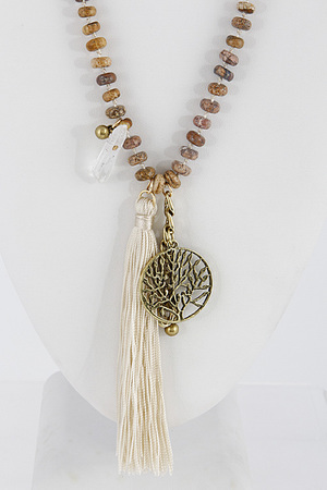 Tribal Beaded Necklace With Tree And Tassel Attachment 6CCA4